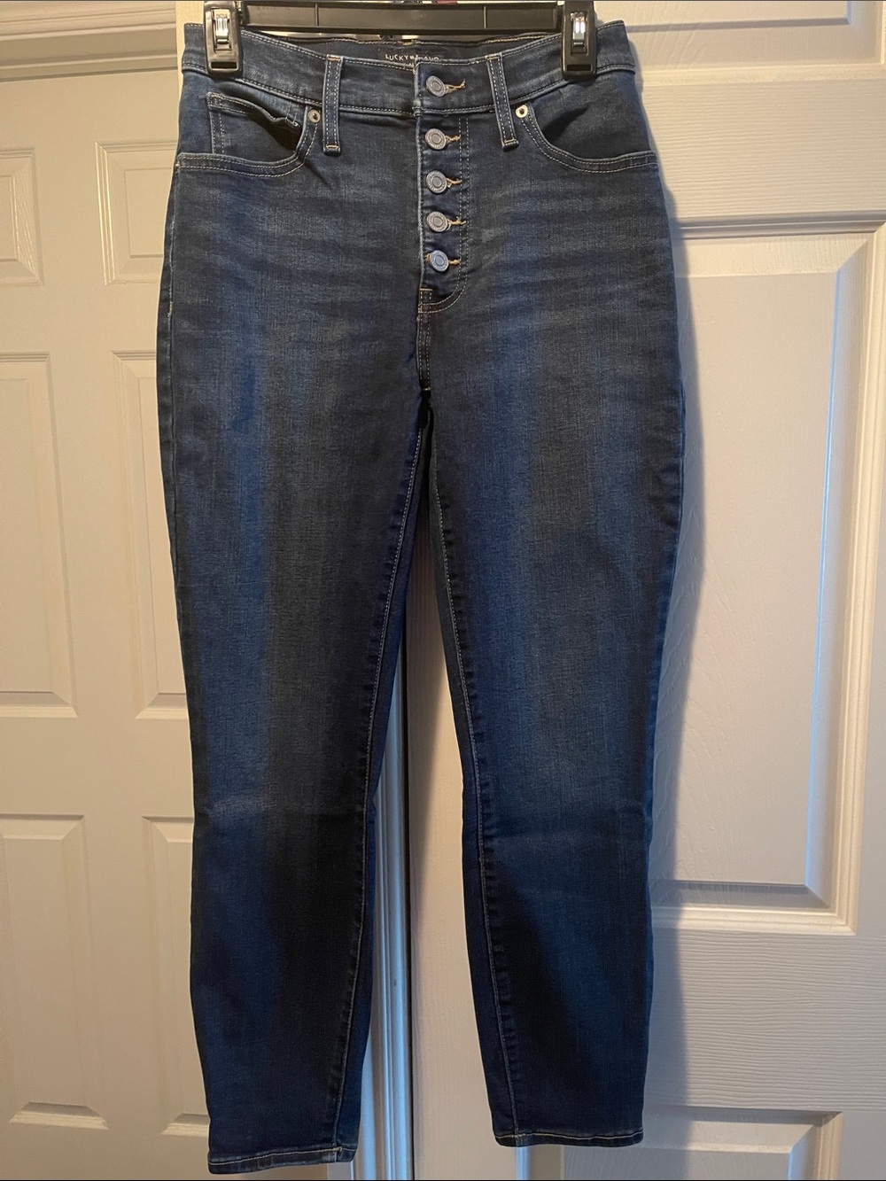 Lucky Brand Dark Blue High-Rise Cropped Button-Fly Jeans